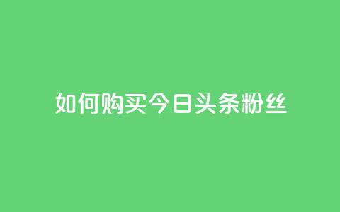 如何购买今日头条粉丝 第1张 如何购买今日头条粉丝 第1张