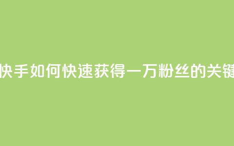 快手一万粉 - 快手:如何快速获得一万粉丝的关键方法~ 第1张 快手一万粉 - 快手:如何快速获得一万粉丝的关键方法~ 第1张