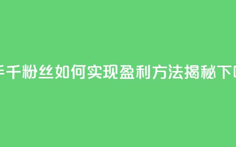 快手千粉丝如何实现盈利方法揭秘 第1张 快手千粉丝如何实现盈利方法揭秘 第1张