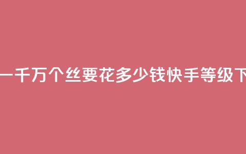 抖音一千万个丝要花多少钱 - 快手call等级 第1张 抖音一千万个丝要花多少钱 - 快手call等级 第1张