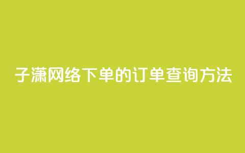 子潇网络下单的订单查询方法 - 子潇网络订单查询方法详解! 第1张 子潇网络下单的订单查询方法 - 子潇网络订单查询方法详解! 第1张