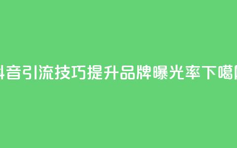 抖音引流技巧	，提升品牌曝光率！  第1张
