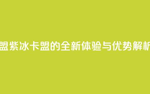 紫冰卡盟 - 紫冰卡盟的全新体验与优势解析! 第1张 紫冰卡盟 - 紫冰卡盟的全新体验与优势解析! 第1张