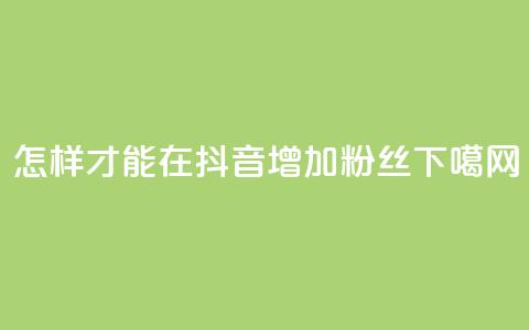 怎样才能在抖音增加粉丝? 第1张 怎样才能在抖音增加粉丝? 第1张