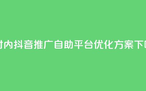 24小时内抖音推广自助平台优化方案 第1张 24小时内抖音推广自助平台优化方案 第1张