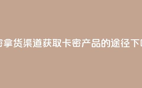 卡密拿货渠道 - 获取卡密产品的途径! 第1张 卡密拿货渠道 - 获取卡密产品的途径! 第1张
