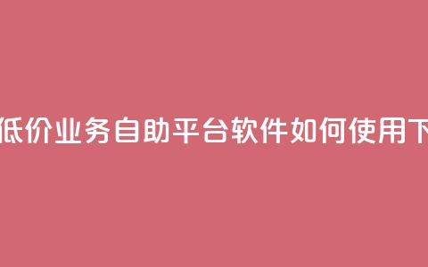 快手低价业务自助平台软件如何使用 第1张 快手低价业务自助平台软件如何使用 第1张