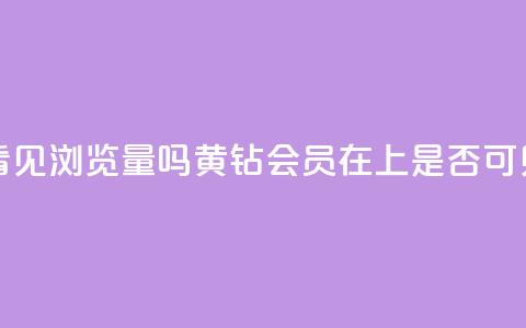 qq黄钻能看见浏览量吗(黄钻会员在QQ上是否可见浏览量) 第1张 qq黄钻能看见浏览量吗(黄钻会员在QQ上是否可见浏览量) 第1张