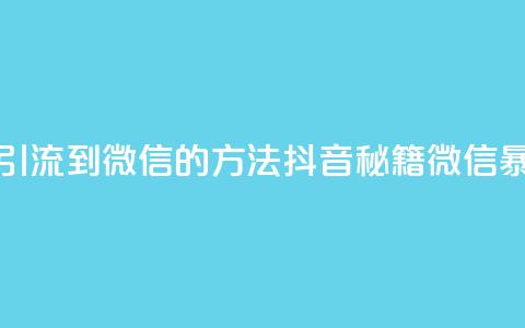 抖音最新引流到微信的方法(抖音秘籍 微信暴增好办法) 第1张 抖音最新引流到微信的方法(抖音秘籍 微信暴增好办法) 第1张