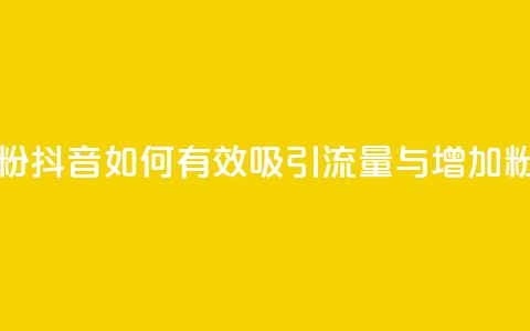 抖音怎么引流量涨粉 - 抖音如何有效吸引流量与增加粉丝技巧分享! 第1张 抖音怎么引流量涨粉 - 抖音如何有效吸引流量与增加粉丝技巧分享! 第1张