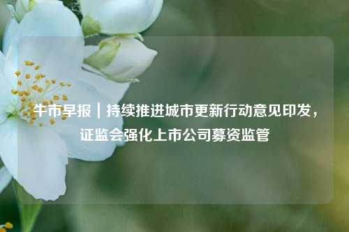 牛市早报｜持续推进城市更新行动意见印发	，证监会强化上市公司募资监管  第1张
