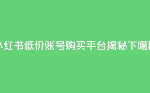 小红书低价账号购买平台揭秘  第1张 小红书低价账号购买平台揭秘  第1张