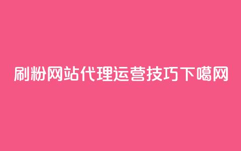 刷粉网站代理运营技巧  第1张 刷粉网站代理运营技巧  第1张