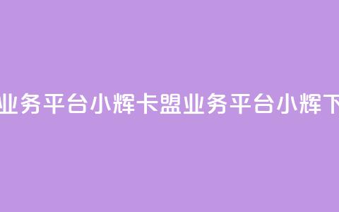 卡盟qq业务平台小辉(QQ卡盟业务平台小辉)  第1张 卡盟qq业务平台小辉(QQ卡盟业务平台小辉)  第1张