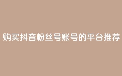 购买抖音粉丝号账号的平台推荐  第1张 购买抖音粉丝号账号的平台推荐  第1张