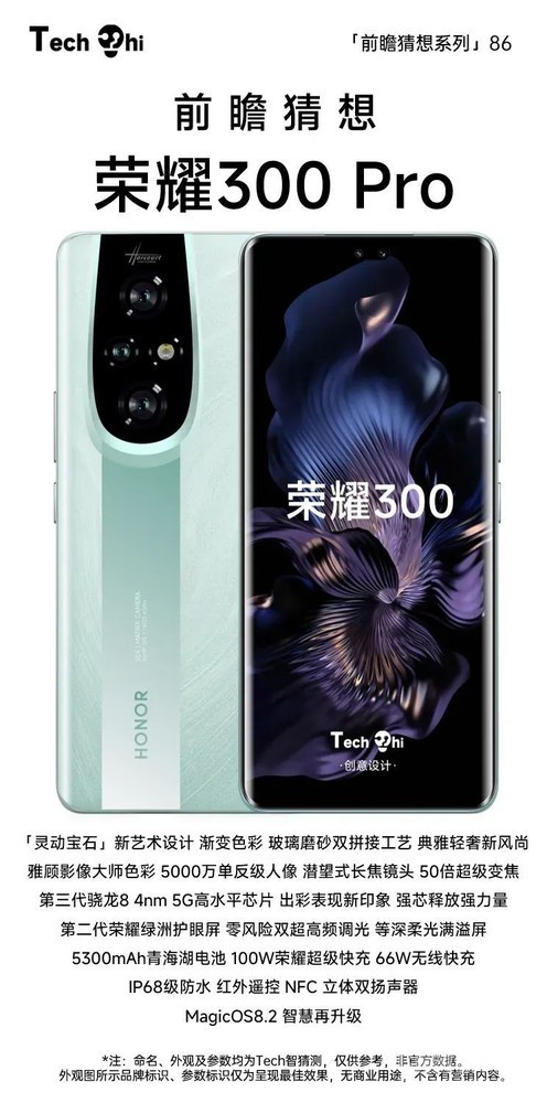 荣耀300 Pro猜想设计图曝光:双拼机身 镜头模组抢眼  第3张 荣耀300 Pro猜想设计图曝光:双拼机身 镜头模组抢眼  第3张