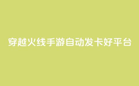 穿越火线手游自动发卡好平台  第1张 穿越火线手游自动发卡好平台  第1张