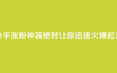 快手涨粉神器:绝对让你迅速火爆起来  第1张 快手涨粉神器:绝对让你迅速火爆起来  第1张
