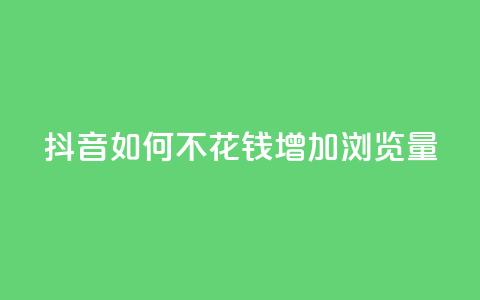 抖音如何不花钱增加浏览量 - 如何在抖音上免费提升浏览量的方法揭秘!  第1张 抖音如何不花钱增加浏览量 - 如何在抖音上免费提升浏览量的方法揭秘!  第1张