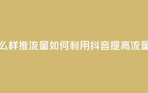 抖音怎么样推流量(如何利用抖音提高流量)  第1张 抖音怎么样推流量(如何利用抖音提高流量)  第1张