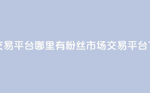粉丝交易平台哪里有(粉丝市场交易平台) 第1张 粉丝交易平台哪里有(粉丝市场交易平台) 第1张