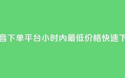 抖音下单平台，24小时内最低价格快速下单  第1张