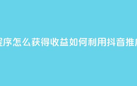 抖音推广小程序怎么获得收益(如何利用抖音推广小程序赚钱)  第1张 抖音推广小程序怎么获得收益(如何利用抖音推广小程序赚钱)  第1张