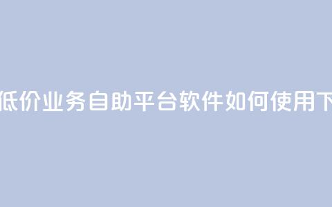快手低价业务自助平台软件如何使用  第1张 快手低价业务自助平台软件如何使用  第1张