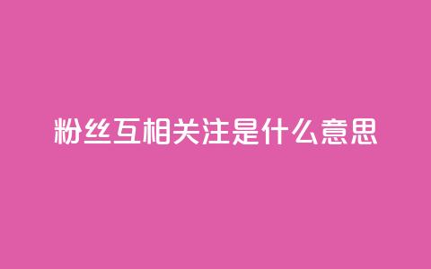 粉丝互相关注是什么意思 - 什么是粉丝互相关注?理解与实践~  第1张 粉丝互相关注是什么意思 - 什么是粉丝互相关注?理解与实践~  第1张