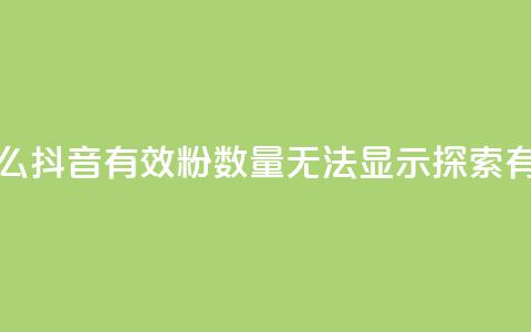 抖音有效粉数量为什么不显示 - 为什么抖音有效粉数量无法显示？探索有效粉数未显示背后的原因！（49字）~  第1张