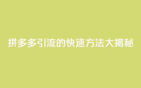 拼多多引流的快速方法大揭秘 第1张 拼多多引流的快速方法大揭秘 第1张