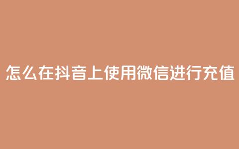 怎么在抖音上使用微信进行充值? 第1张 怎么在抖音上使用微信进行充值? 第1张