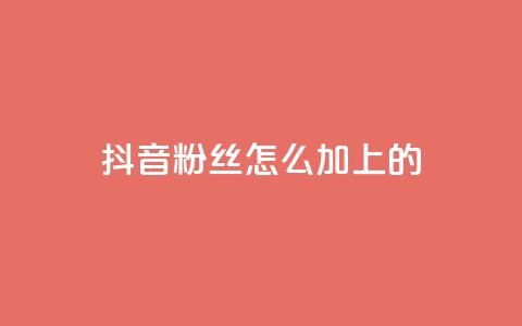 抖音粉丝怎么加上的 - 如何增加抖音粉丝数! 第1张 抖音粉丝怎么加上的 - 如何增加抖音粉丝数! 第1张