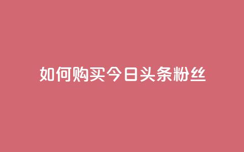 如何购买今日头条粉丝 第1张 如何购买今日头条粉丝 第1张