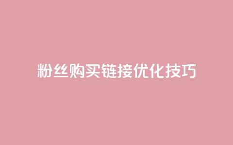 粉丝购买链接优化技巧  第1张 粉丝购买链接优化技巧  第1张