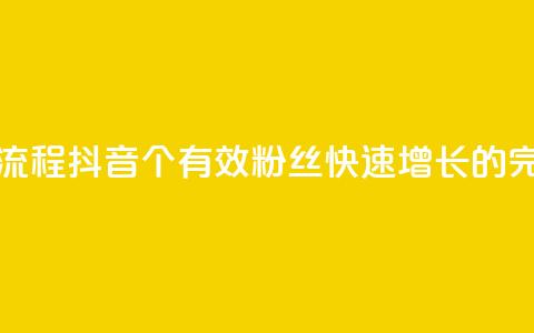 抖音500有效粉快速长流程 - 抖音500个有效粉丝快速增长的完整步骤解密!  第1张 抖音500有效粉快速长流程 - 抖音500个有效粉丝快速增长的完整步骤解密!  第1张