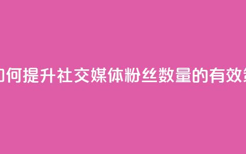粉丝太少怎么办 - 如何提升社交媒体粉丝数量的有效策略与技巧! 第1张 粉丝太少怎么办 - 如何提升社交媒体粉丝数量的有效策略与技巧! 第1张