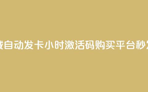 24小时激活码商城自动发卡 - 24小时激活码购买平台，秒发激活码!  第1张