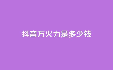 抖音4万火力是多少钱 - 抖音4万火力价格解析!  第1张 抖音4万火力是多少钱 - 抖音4万火力价格解析!  第1张