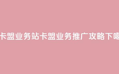 b站卡盟业务 - B站卡盟业务推广攻略~  第1张 b站卡盟业务 - B站卡盟业务推广攻略~  第1张