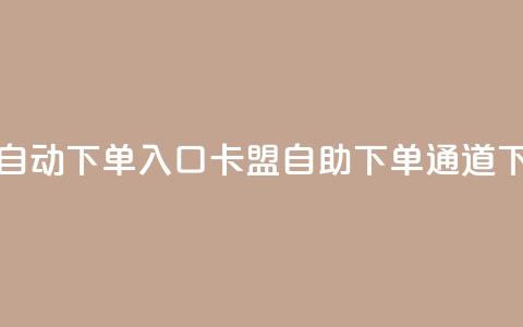 卡盟自动下单入口(卡盟自助下单通道)  第1张 卡盟自动下单入口(卡盟自助下单通道)  第1张