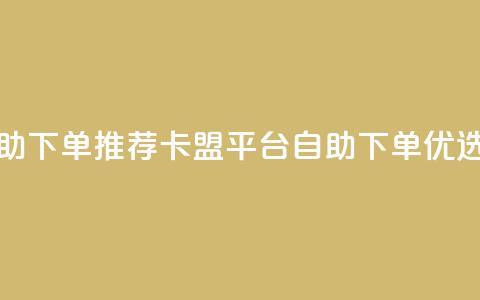 卡盟平台自助下单推荐 - 卡盟平台自助下单优选推荐。  第1张
