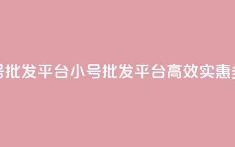 dy小号批发平台(dy小号批发平台：高效、实惠	、多样)  第1张