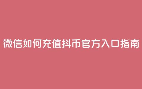 微信如何充值抖币官方入口指南 第1张 微信如何充值抖币官方入口指南 第1张