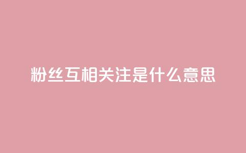 粉丝互相关注是什么意思 - 什么是粉丝互相关注?理解与实践~  第1张 粉丝互相关注是什么意思 - 什么是粉丝互相关注?理解与实践~  第1张
