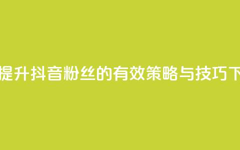 揭秘提升抖音粉丝的有效策略与技巧  第1张 揭秘提升抖音粉丝的有效策略与技巧  第1张