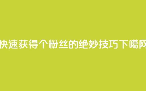 快速获得1000个粉丝的绝妙技巧 第1张 快速获得1000个粉丝的绝妙技巧 第1张