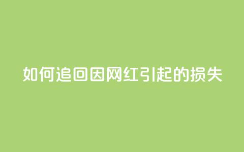 如何追回因网红引起的损失  第1张 如何追回因网红引起的损失  第1张