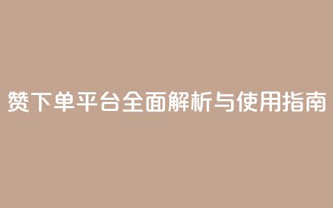 DY赞下单平台全面解析与使用指南  第1张 DY赞下单平台全面解析与使用指南  第1张