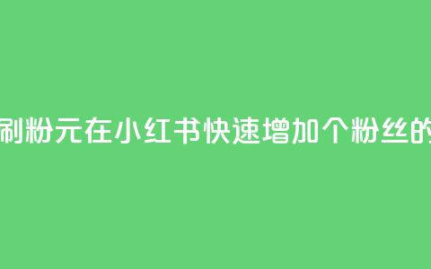 1元小红书秒刷1000粉 - 1元在小红书快速增加1000个粉丝的方法!  第1张